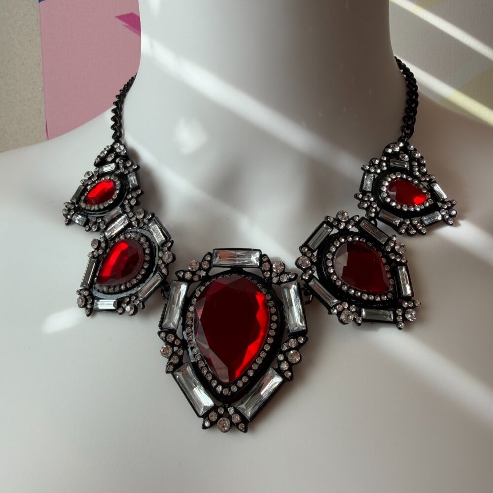 Blood Red & Black Statement Necklace - Vampire - Whimsigoth